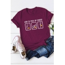 Funny Figure Letter HOW TO PICK UP CHICKS Pattern Casual Short Sleeve Graphic Tee