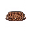Trendy Letter FASHIONS Leopard Pattern Metal Pearl Bee Embellishment Crossbody Camera Bag 19*11*6 CM