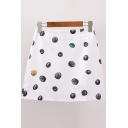 Unique Cool Polka Dot Painting High Rise Summer Girls Mini A-Line Skirt