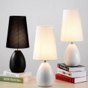 1-Light Tapered Shade Standing Table Lamp Modern Simple Fabric Table Lighting in Black/White