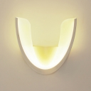 Simple Style White Wall Light U Shape Acrylic LED Sconce Lamp in Warm for Dining Room