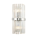 Chrome Cylinder Sconce Light 2 Lights Luxurious Clear Crystal Wall Lamp for Bedroom Foyer