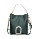 Fashion Solid Color PU Leather Stripe Strap Bucket Shoulder Bag 25*30*14 CM