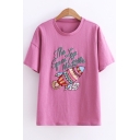 Summer Fashion Letter Embroidery Round Neck Short Sleeve Graphic Tee