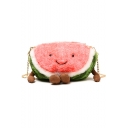 Cute Cartoon Watermelon Shape Red and Green Plush Crossbody Bag with Chain Strap 26*15*11 CM