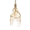 Metal Twist Mini Hanging Lamp with Crystal Bead Coffee Shop 4 Heads Rustic Style Chandelier in Gold