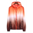 New Stylish Ombre Color Outdoor UV Protection Unisex Zip Up Hooded Skin Jacket