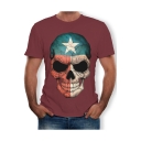 Cool Star Skull Print Basic Round Neck Short Sleeve T-Shirt