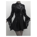 Summer Hot Fashion Black Cool Style High Waist Lace Up Front Zip-Back Mini Romper Skirt