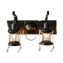 Retro Loft Kerosene Wall Light Resin Two Lights Black Sconce Light for Cafe Restaurant