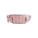 Women's Fashion Solid Color Double Zipper Rivet Embellishment Crossbody Belt Bag 31*11*6.5 CM