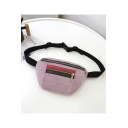 Fashion Colorblock Stripe Patched Corduroy Crossbody Belt Bag 28*12*3 CM