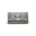 Fashion Solid Color Double Zipper Metal Ring Embellishment Crossbody Purse Envelope Bag 26*2*15 CM