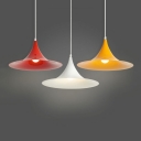 Single Light Flared Pendant Lighting Modern Metal Shade 1 Head Hanging Lamp in Red/White/Yellow