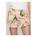 Summer Womens Summer Chic Fancy Floral Printed Elastic Waist Ruffled Hem Casual Shorts