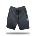 Men's Summer New Stylish Logo Printed Zipped Pocket Drawstring Waist Running Sweat Shorts