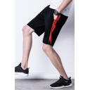 Men's Summer Stylish Colorblock Letter Printed Elastic Waist Casual Sports Shorts