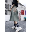 Summer Cargo Cool Street Style Trendy Pocket Side Casual Loose Printed A-Line Midi Skirt