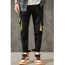 Men's New Stylish Large Flap Pocket Side Drawstring Waist Velcro Cuffs Casual Cargo Pants
