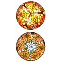 Stained Glass Flower/Sunflower Ceiling Fixture 16 Inch Rustic Tiffany Ceiling Mount Light for Bedroom
