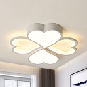 Metal Heart LED Ceiling Mount Light 4 Heads Romantic Third Gear/Warm/White Ceiling Lamp for Study Room