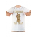 Funny Infinity Gauntlet Letter I SURVIVED THE SNAP Print White Short Sleeve Tee