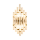 Contemporary Tube Wall Lamp Clear Crystal Gold Finish Sconce Light for Bedroom Study Room