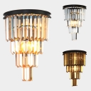 Postmodern Cone Shape Wall Light Amber/Clear/Smoke Crystal Sconce Light for Bedroom Stair