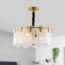 Traditional Round Ceiling Pendant 3/8 Lights Metal & Clear Crystal Chandelier in Gold for Foyer