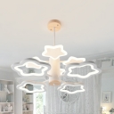 Simple Style Star Chandelier 6 Heads Acrylic Pendant Light in White for Living Room Bedroom