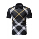 Mens Cool Color Block Basic Short Sleeve Slim Fitted Polo Shirt