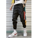 Men's Stylish Colorblock Letter Printed Drawstring Waist Hip Pop Style Casual Track Pants