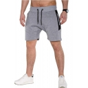 Men's Summer Simple Plain Colorblock Zipped Pocket Drawstring Waist Casual Sports Sweat Shorts