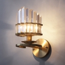 Metal Candle Sconce Light with Clear Crystal Single Light Modern Stylish Wall Lamp in Gold