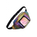 New Trendy Transparent Patched Colorful Laser Crossbody Belt Bag 34*17*12 CM