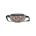 Trendy Snakeskin Pattern PU Leather Waist Belt Bag Chest Bag with Zipper 37*15*3 CM
