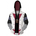 New Stylish Yu-Gi-Oh Comic Cosplay Costume Long Sleeve Zip Up White Hoodie