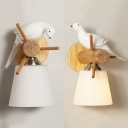 Metal Bucket Wall Light with Resin Pigeon Dining Room One Bulb Nordic Style Wall Lamp in White