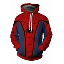 Trendy Blue and Red Spider 3D Printed Long Sleeve Comic Unisex Hoodie