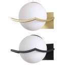 Black/Gold Ball Shade Wall Lamp Post Modern White Glass 1 Light Wall Sconce for Hallway/Bedside