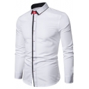 Mens Hot Trendy Simple Solid Color Long Sleeve Slim Fit Business Button Up Shirt