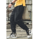 Men's New Stylish Simple Plain Pleated Detail Casual Loose Sports Tapered Pants