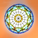 16/19.5 Inch Tiffany Bowl Flush Ceiling Light Stained Glass Ceiling Fixture for Living Room