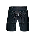 Summer Hot Fashion Spider Printed Drawstring Waist Quick-Drying Beach Swim Trunks