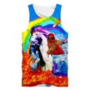 Summer Cool Rainbow Unicorn 3D Printed Round Neck Sleeveless Tank Top