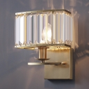 Gold Candle Sconce Light Single Light Contemporary Metal Wall Lamp with Crystal for Bedroom Kitchen