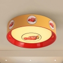 Kids Red LED Flush Ceiling Light Movie Element Metal Ceiling Lamp in Warm/White for Boys Bedroom