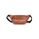 Popular Letter FAST FASHION Printed PU Leather Zipper Waist Belt Bag 28*13*5 CM