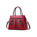 New Fashion Colorblock Zipper Pocket Embellishment Commuter Satchel Handbag 31*12*22 CM