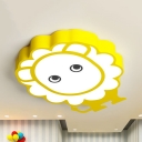 Lovely Cartoon Lion Flush Ceiling Light Acrylic Candy Colored LED Ceiling Fixture in Warm/White for Hallway